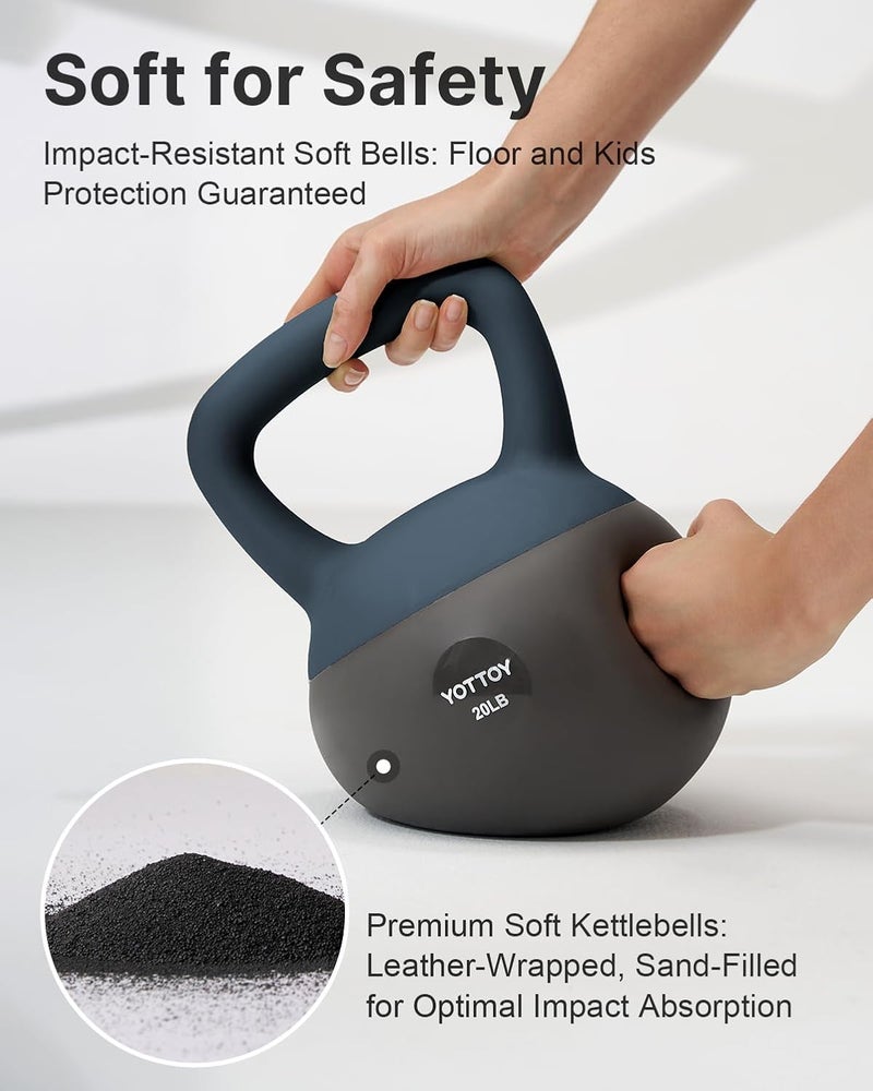 YOTTOY Soft Kettlebell, Set for Strength Training Kettlebells & Home Workouts, Soft-Sided Cushioned Base, Wide-Handle - Ideal for Men, Women, & Beginners - Image 2